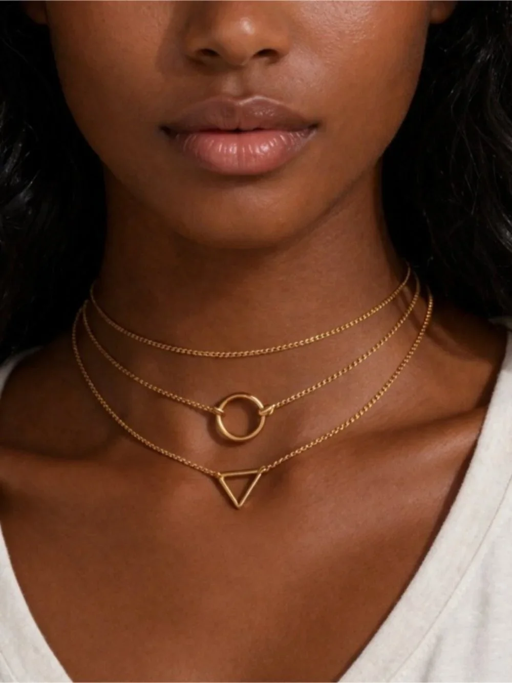 New! Gold Geometric Necklace Stack Set NWOT (1078)